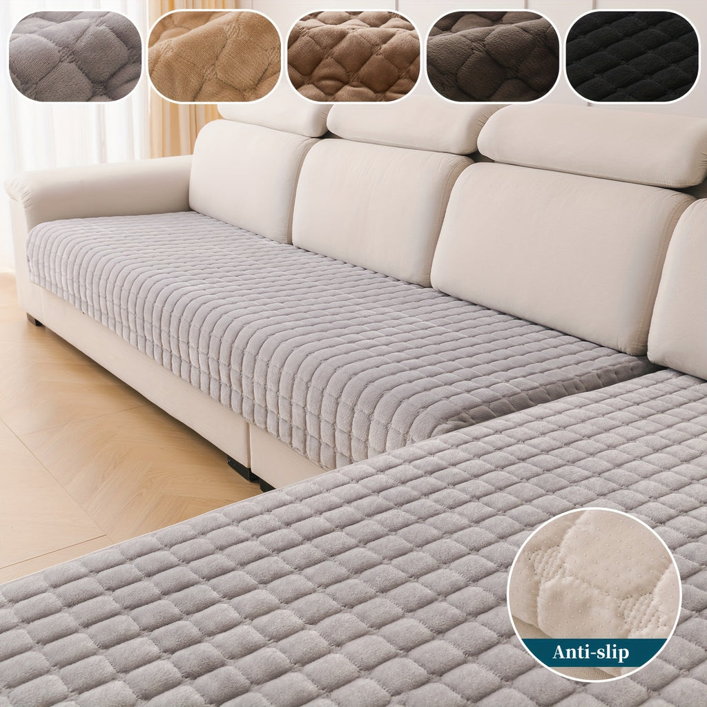 Set da 2 copridivano eleganti e moderni trapuntati in peluche - Materiale ultra-morbido e spesso in peluche, adatto agli animali domestici, lavabile in lavatrice, protezione per divano antiscivolo per divano a 3 posti, divanetto, per tutte le stagioni, la