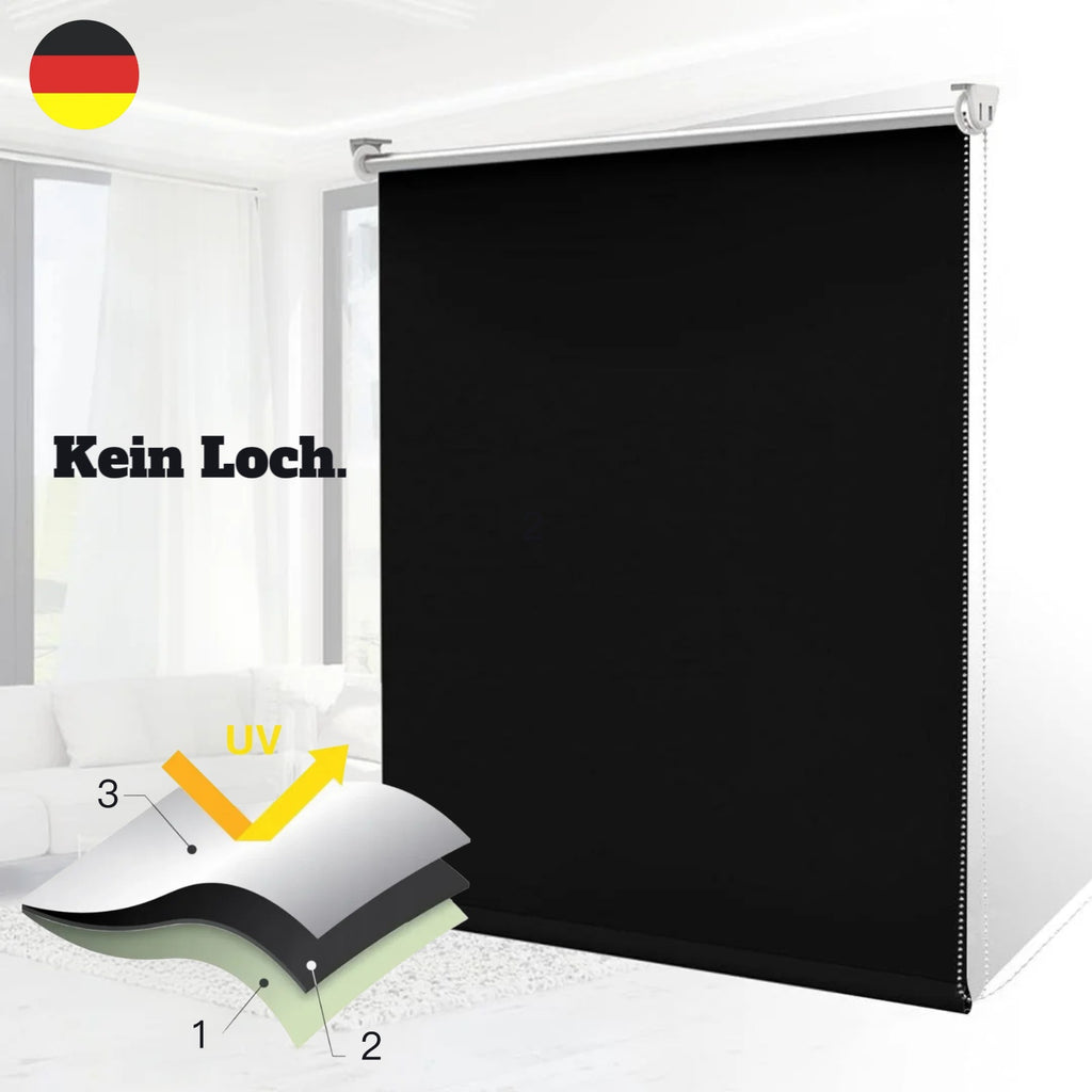 1pz Tenda a Rullo Oscurante, Tessuto a Triplo Strato con Rivestimento Argentato per Riflessione Solare, Nessuna Foratura Richiesta, Larghezza Opzionale = Larghezza Tessuto + 4cm