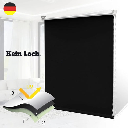 1pz Tenda a Rullo Oscurante, Tessuto a Triplo Strato con Rivestimento Argentato per Riflessione Solare, Nessuna Foratura Richiesta, Larghezza Opzionale = Larghezza Tessuto + 4cm
