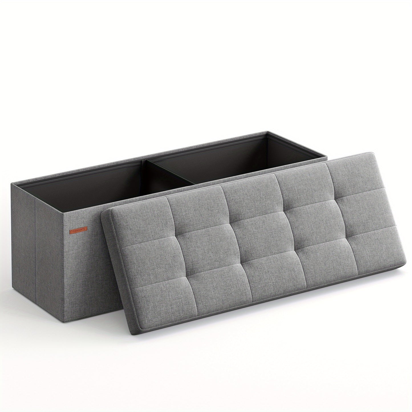 SONGMICS Panca Contenitore, Poggiapiedi Pieghevole, Pouf, 38 X 110 X 38 Cm, Supporta Fino a 300 Kg, per Soggiorno, Camera da Letto, Ingresso