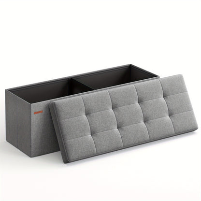 SONGMICS Panca Contenitore, Poggiapiedi Pieghevole, Pouf, 38 X 110 X 38 Cm, Supporta Fino a 300 Kg, per Soggiorno, Camera da Letto, Ingresso