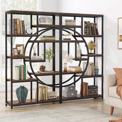 Libreria moderna a 5 ripiani, scaffali alti indipendenti per esposizione e stoccaggio con 9 ripiani aperti, ideale per soggiorno e contenitori