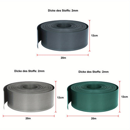 Bordura per Prato in Plastica 20m - Rotolo di Bordura per Aiuole, Recinzione da Giardino, Bordo per Fioriere, Decorazione per Giardino, Antracite/Grigio/Verde