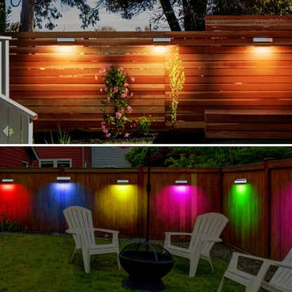 8 pezzi di luci solari per recinzione esterna, luce calda e bianco freddo e luci solari RGB per ponte, luci solari super luminose per scale, luci in acciaio inossidabile per cortile, IP65, per cortile, giardino, recinzione, parete, ponte, decorazioni per