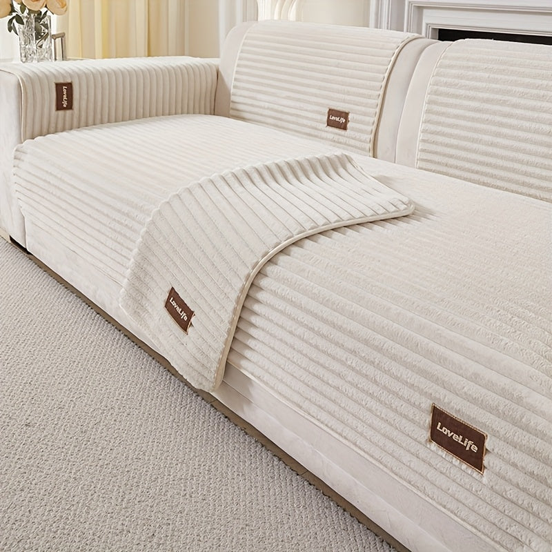 1 pz Copricuscino di lusso per divano | Protezione per cuscino divano in poliestere felpato con retro antiscivolo, texture morbida effetto flanella lavabile in lavatrice - Adatto agli animali domestici, adatto a tutti i tipi di divano, stile moderno