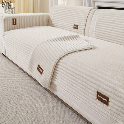 1 pz Copricuscino di lusso per divano | Protezione per cuscino divano in poliestere felpato con retro antiscivolo, texture morbida effetto flanella lavabile in lavatrice - Adatto agli animali domestici, adatto a tutti i tipi di divano, stile moderno