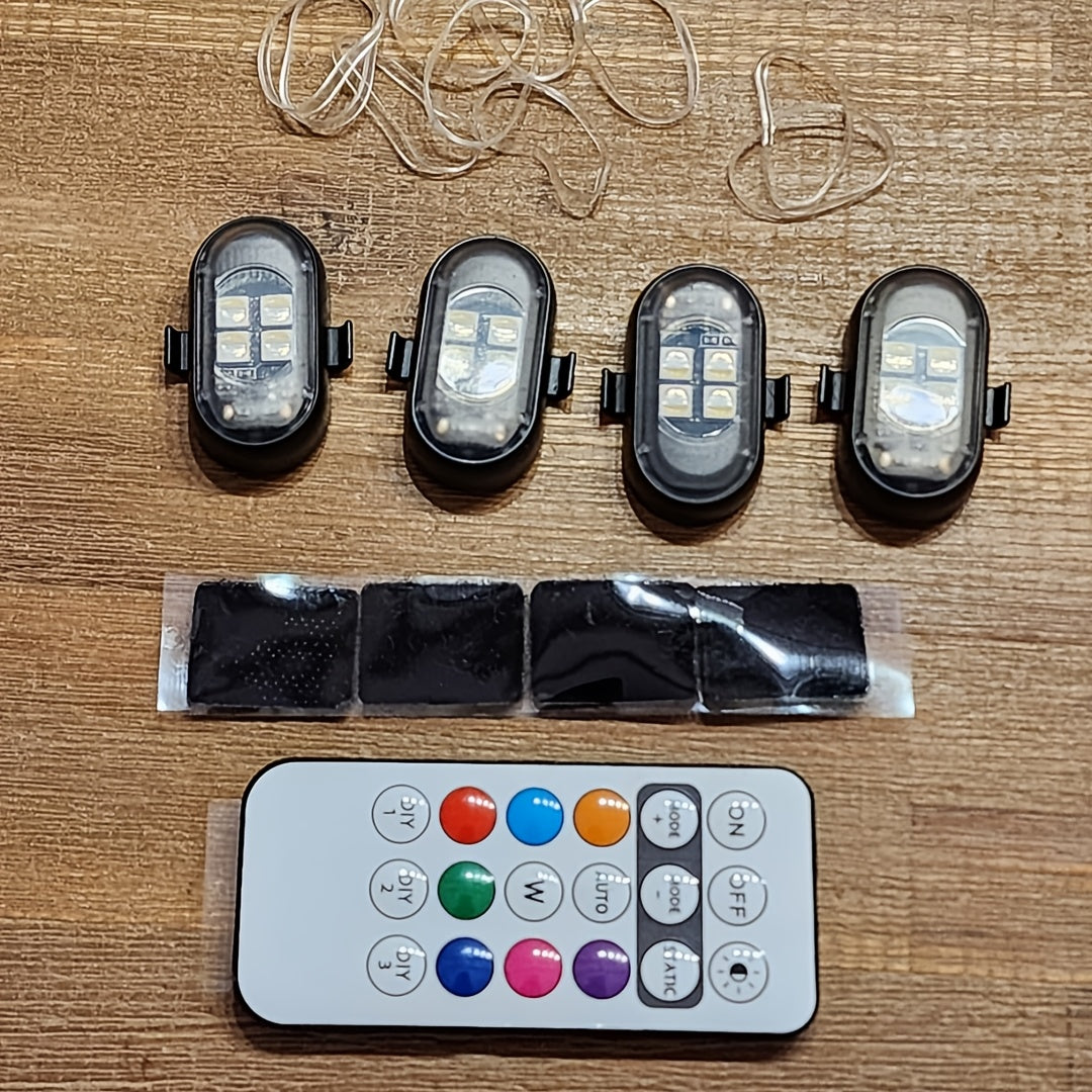 Luci d'atmosfera RGB per auto con telecomando wireless, batteria più grande e LED più luminosi, ricarica rapida Type-C, multimodalità per interni auto