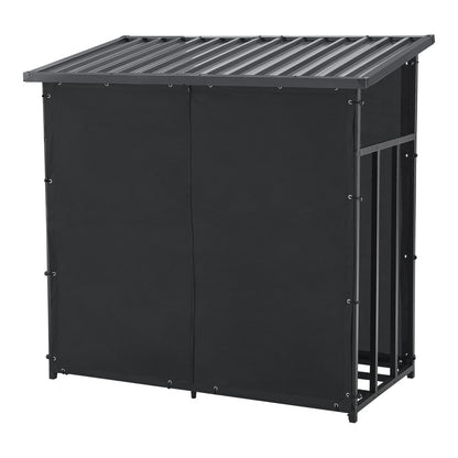 Casa.Pro Chimney Wood Rack Yakutat Stand per legna da esterno Stand per legna da esterno Stand per legna da esterno con copertura Chimney Wood Stand Metallo Nero