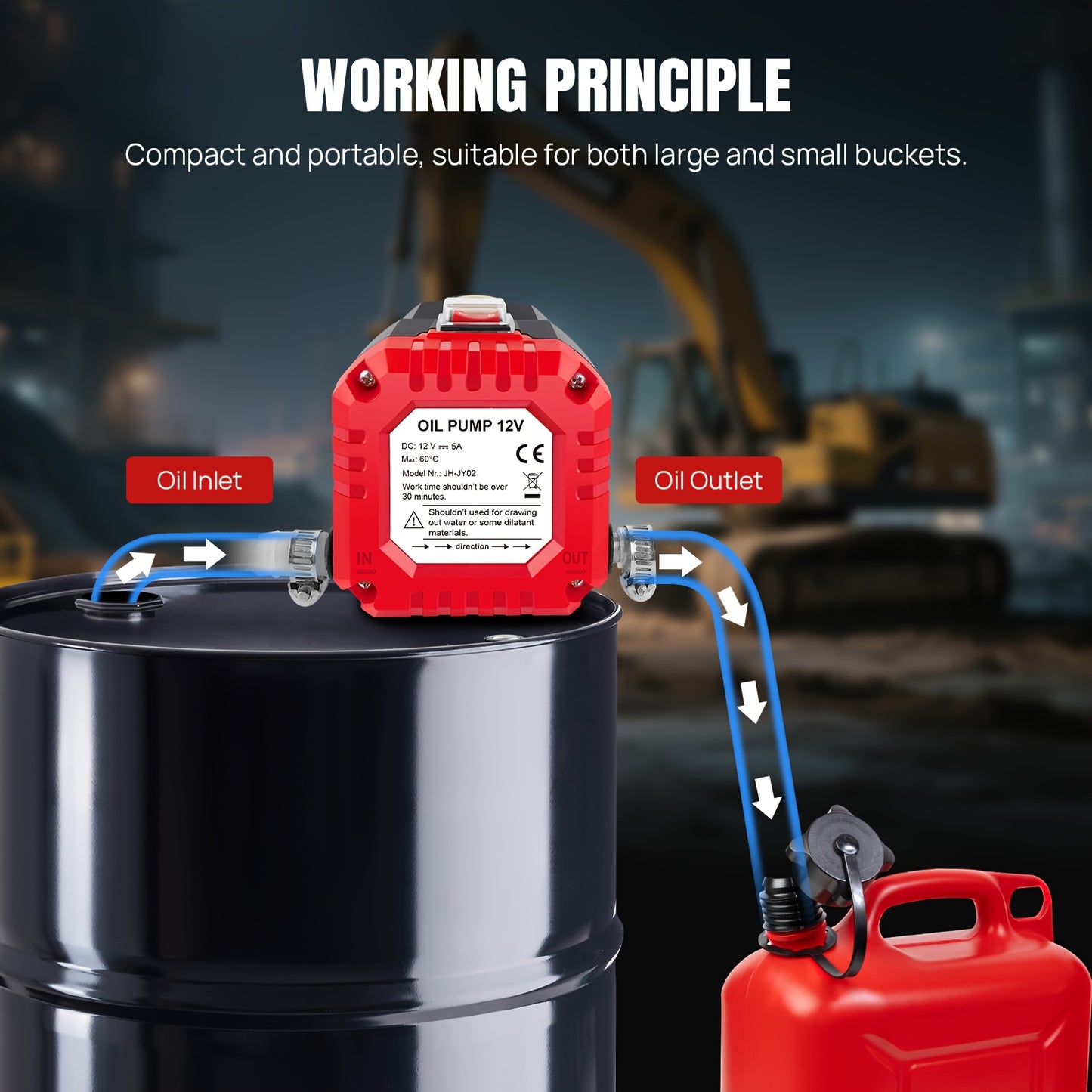 Pompa per olio portatile per auto 12V, pompa elettrica di aspirazione per olio motore diesel e carburante, estrattore elettrico per pompa carburante diesel, rosso, ideale per l'estrazione di olio e diesel, adatta per auto, barche, elicotteri e motocicli,
