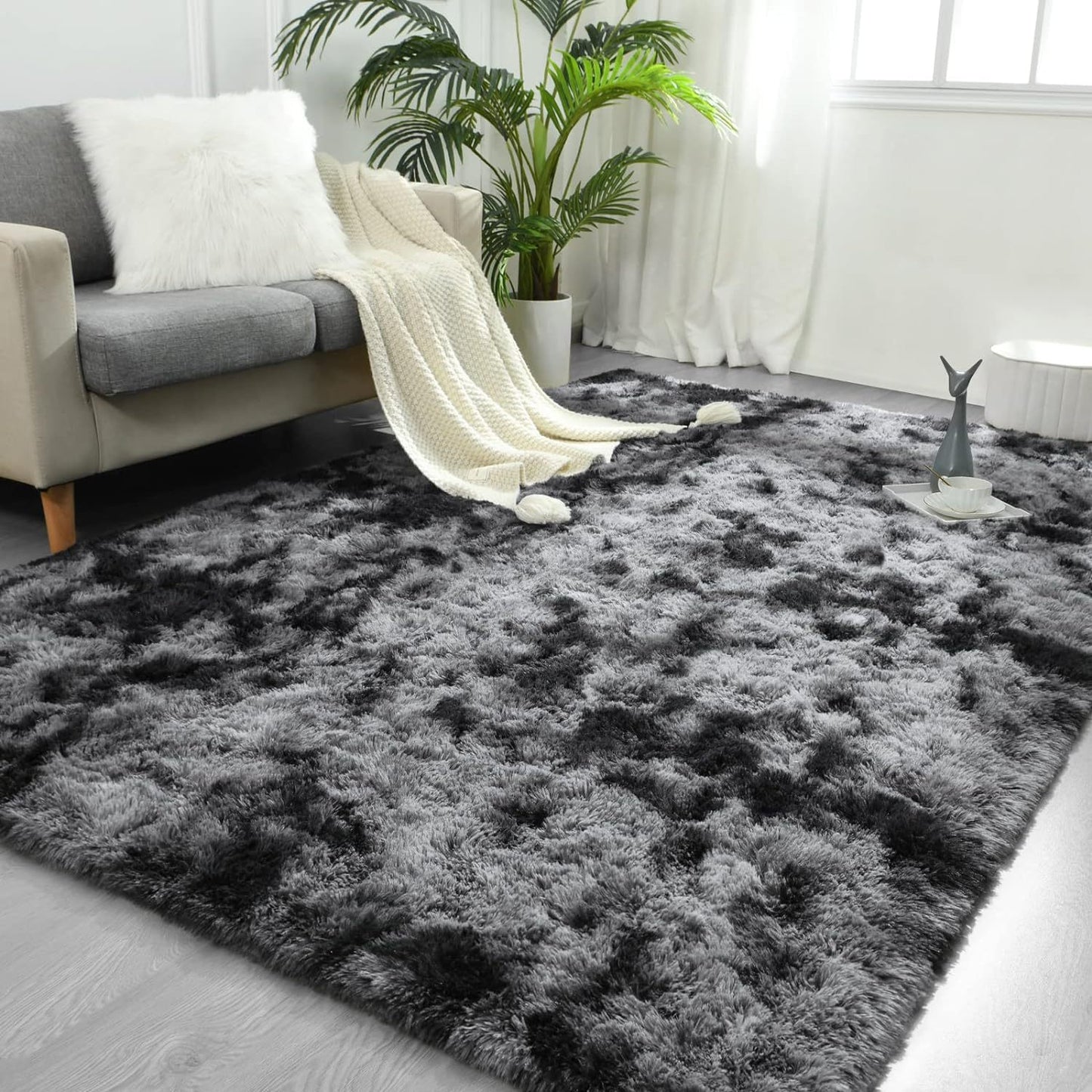 1 Tappeto Morbido in Peluche, Tappeto Antiscivolo in Peluche, Tappeto Morbido da Comodino, Tappeto Tie Dye per Soggiorno, Decorazione per la Casa, Tappeto per Animali Domestici, Tappeto per Camera da Letto e Soggiorno, Decorazione per la Stanza, Adatto pe