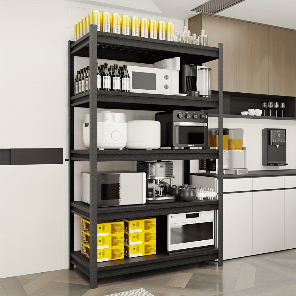 Scaffale portaoggetti in metallo regolabile a 1 pezzo, robusto, a 3/4/5 ripiani, per garage, accessori da viaggio, articoli essenziali da viaggio, adatto per viaggi e uscite, magazzino, cantina, dispensa - Scaffale organizzatore multiuso