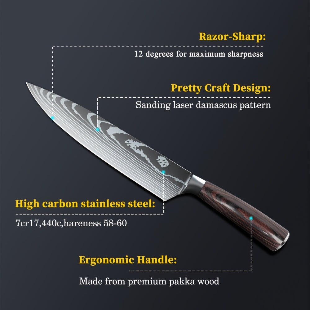 Set di coltelli da cucina ADIF - Set di 4 coltelli da chef in acciaio inossidabile per uso domestico, adatti per tagliare verdure e carne, coltello da chef affilato, coltello da frutta, regalo perfetto per la cucina in una confezione regalo festiva
