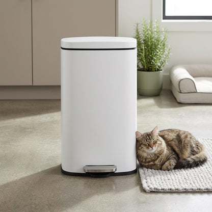 Cestino per la Raccolta dei Rifiuti di Cane in Acciaio Inossidabile da 30L, Bidone della Spazzatura con Chiusura Lenta e Secchiello Interno, Maniglia Inclusa, Resistente + Facile da Pulire + Antiodore, Adatto per Cortile, Cucina, Soggiorno, Ufficio
