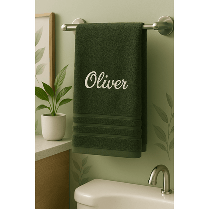 Asciugamano da Bagno Personalizzato con Nome - Ricamo Elegante, Asciugamano in Cotone Su Misura