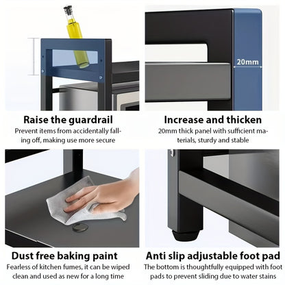 Scaffale per microonde regolabile ed espandibile - Ripiano da appoggio in acciaio al carbonio resistente per riporre oggetti in cucina, utensili e stoviglie, larghezza regolabile 40-64 cm, altezza regolabile 32-2 cm - Design salvaspazio per cucine moderne