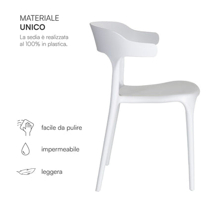 Baroni Home Set 4 Sedie in Plastica Bianca – Sedie Impilabili, Pronte all’Uso Senza Montaggio, Facili da Pulire, con Piedini Antiscivolo per Maggiore Stabilità – Ideali per Cucina, Soggiorno, Sala da Pranzo, Giardino, Terrazzo o Balcone – Sedute Comode e