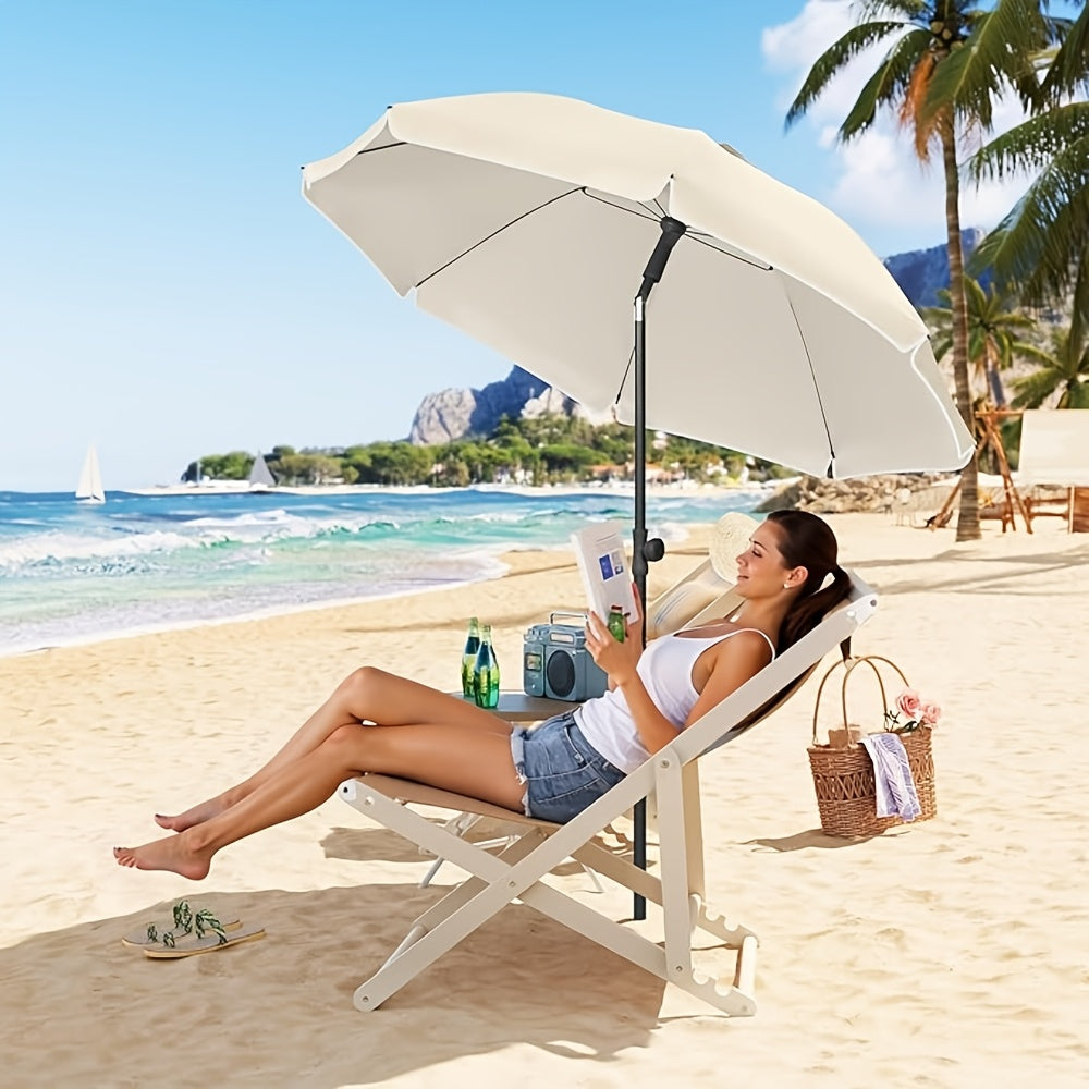 Ombrellone da spiaggia 1 pz, tenda da spiaggia, parasole da giardino, protezione UV, altezza e angolazione regolabili, peso 160g/m², con finestre di ventilazione, fornito con borsa portatile, per giardino, spiaggia, balcone (il diametro si riferisce al di