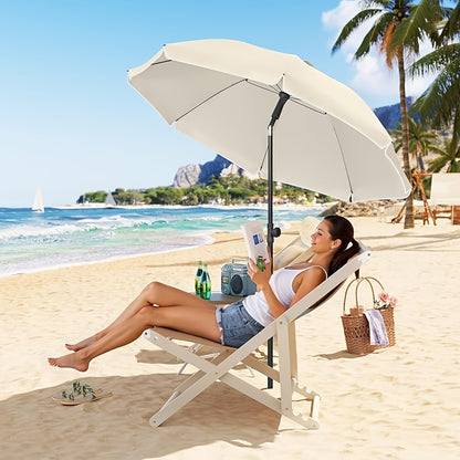Ombrellone da spiaggia 1 pz, tenda da spiaggia, parasole da giardino, protezione UV, altezza e angolazione regolabili, peso 160g/m², con finestre di ventilazione, fornito con borsa portatile, per giardino, spiaggia, balcone (il diametro si riferisce al di