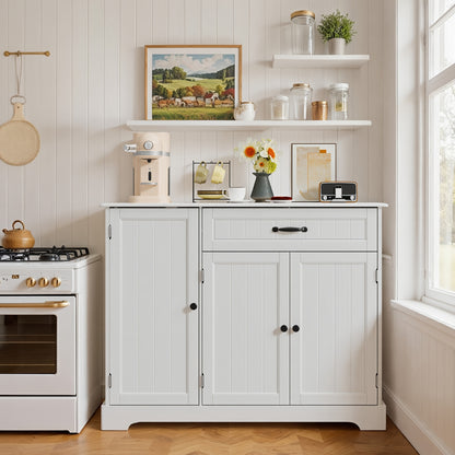 Mobiletto, Armadio da Cucina con Tre Ante e Un Cassetto, Offre Ampio Spazio di Stoccaggio, Adatto per Cucine, Sale da Pranzo, Soggiorni e Corridoi, 105X40X84.5Cm