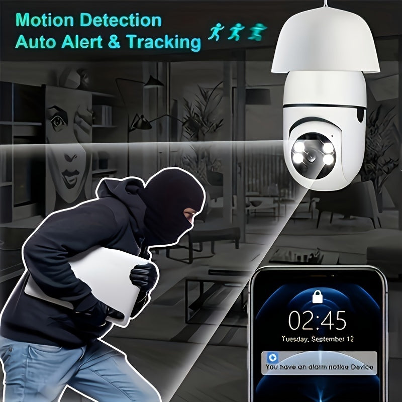 1pc Ease Life App - Telecamera di sicurezza a forma di lampadina, interna ed esterna, wireless, Wifi, 2.4Ghz, 360 gradi, telecamere di sicurezza a vite con attacco E27 per la sicurezza domestica, telecamere a forma di lampadina sicure, HD 1080P, visione n