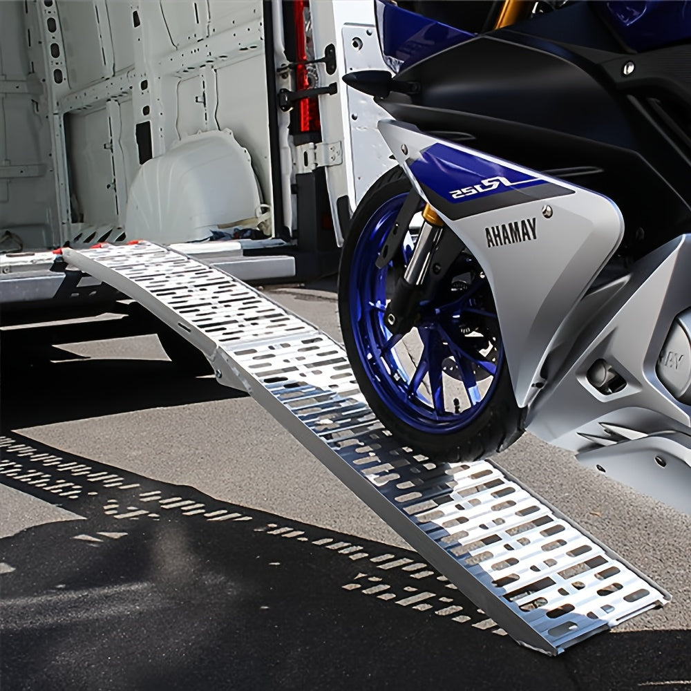 Rampa di Carico Pieghevole, con Capacità di Carico di 340 kg per Rampa. Adatta per Rimorchi e Binari di Carico. Rampa Antiscivolo Adatta per Moto, ATV, Quad e Autovetture. Rampa di Carico in Alluminio. 1 pz, 226 cm, Pieghevole.