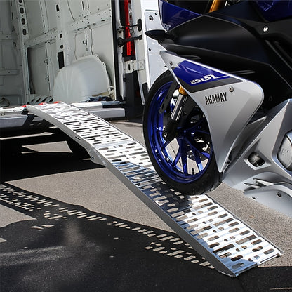 Rampa di Carico Pieghevole, con Capacità di Carico di 340 kg per Rampa. Adatta per Rimorchi e Binari di Carico. Rampa Antiscivolo Adatta per Moto, ATV, Quad e Autovetture. Rampa di Carico in Alluminio. 1 pz, 226 cm, Pieghevole.