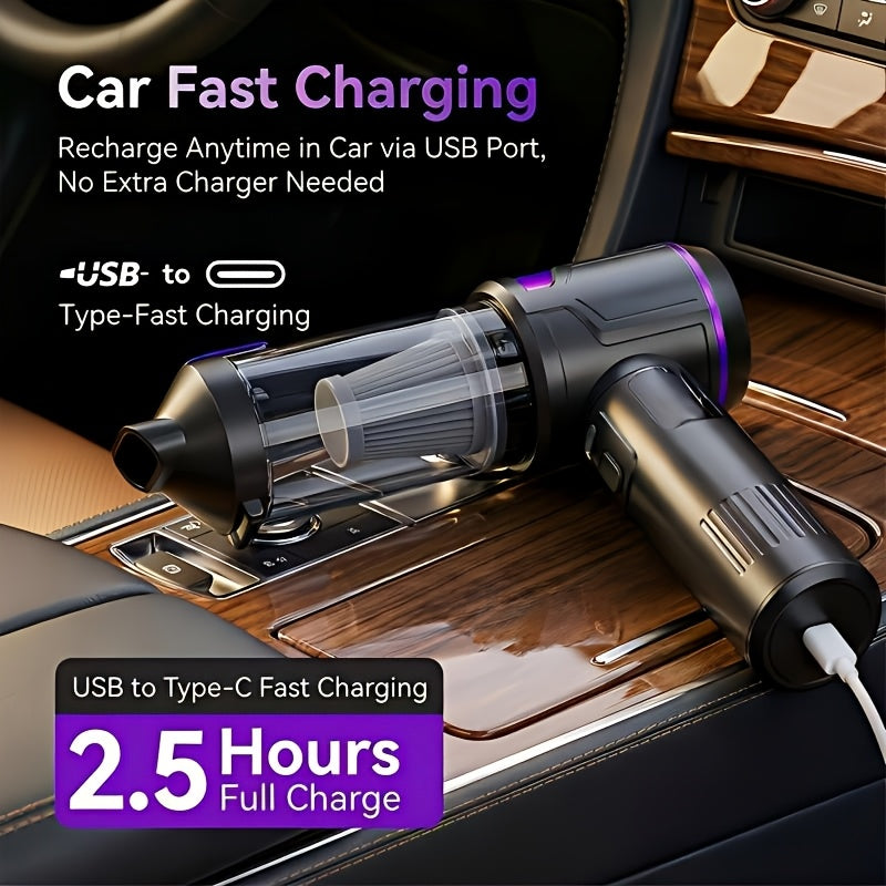 Aspirapolvere portatile senza fili per auto, 22000Pa ad alta potenza, aspirapolvere portatile e spolverino ad aria per la pulizia dell'auto, casa, ufficio, peli di animali domestici | Multigoccia, filtro lavabile, luce LED