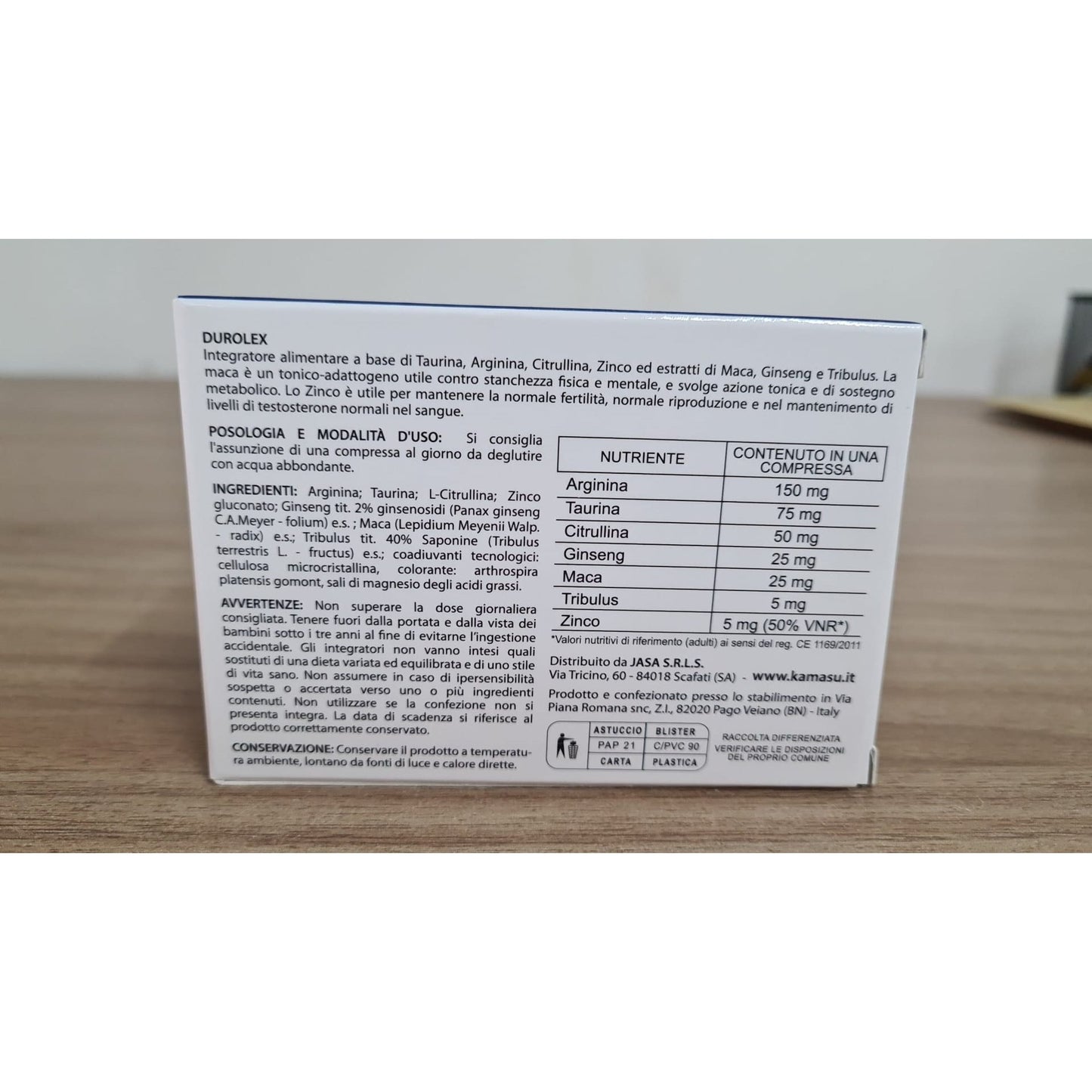 Integratore Supplemento uomo - 20 Compresse Alta Titolazione - Con Arginina, Taurina, Citrullina, Ginseng, Maca, Tribulus, Zinco