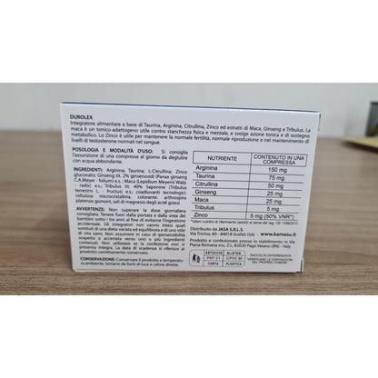 Integratore Supplemento uomo - 20 Compresse Alta Titolazione - Con Arginina, Taurina, Citrullina, Ginseng, Maca, Tribulus, Zinco