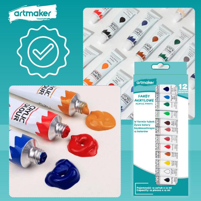 Artmaker XXL Set Completo per Pittura Artistica con Cavalletto in Legno da 50 cm, 6 Tele da 24x30 cm, Set di 12 Colori Acrilici, 10 Pennelli e Tavolozza – Il Regalo Perfetto per Artisti Principianti, Bambini e Adulti per Creare Opere d'Arte di Alta Qualit