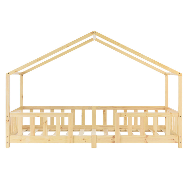 Letto per Bambini Treviolo in Stile Casa con Protezione Anticaduta in Legno di Pino