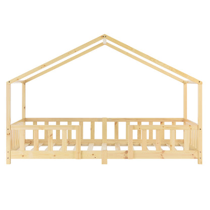 Letto per Bambini Treviolo in Stile Casa con Protezione Anticaduta in Legno di Pino