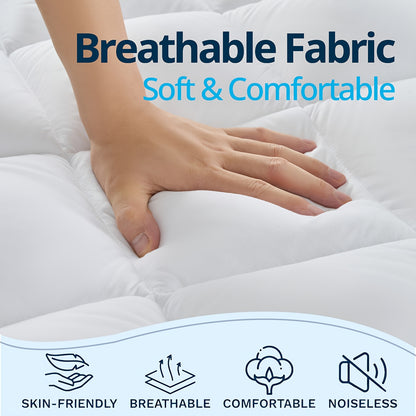 Coprimaterasso confortevole 1200GSM, ultra-morbido, rinfrescante e traspirante per tutte le stagioni, di facile manutenzione lavabile in lavatrice con robuste fasce elastiche.