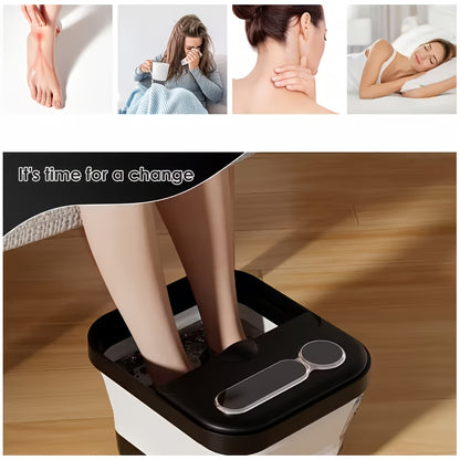 Pediluvio pieghevole automatico riscaldato, con riscaldatore e regolatore di temperatura, con sei rulli massaggianti, kit pedicure per piedi, funzione effetto schiuma, la scelta regalo ideale per famiglia e amici durante le vacanze