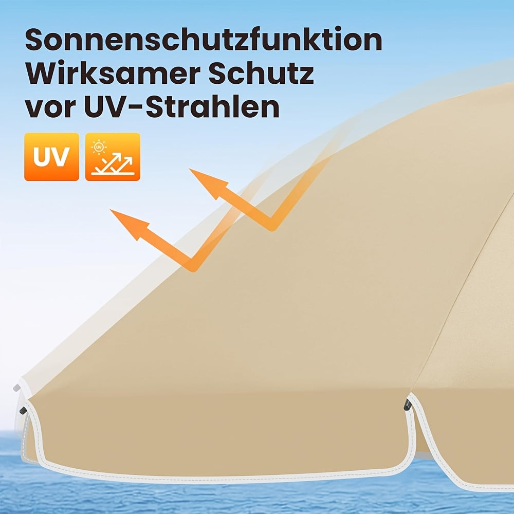 1 ombrellone da spiaggia, ombrello da balcone, protezione UV, ombrello a 8 stecche, stabile, regolabile, pieghevole a 45°, peso 180G/M², blocca efficacemente i raggi UV, portatile, compagno ideale per campeggio e giornate in spiaggia