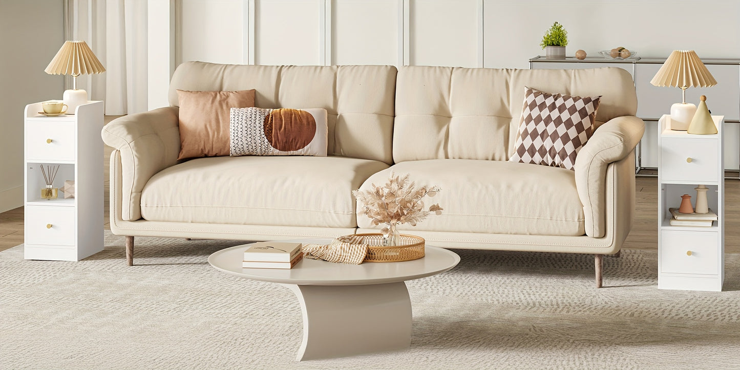 Set di 2 comodini, comodino stretto con 2 cassetti, scomparto aperto sul comodino, posizioni dei cassetti regolabili, adatto per camera da letto, soggiorno, 30 x 24 x 65 cm, bianco, NS62213X
