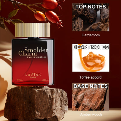 LASTAR Colonia Uomo Ambery e Speziata, Eau De Parfum Intenso con Accordo di Toffee e Legno d'Ambra, Fonde il Cardamomo Vibrante con Accordi di Toffee, Infuso con Legno d'Ambra, Fragranza Elegante e Potente di Lunga Durata. 100ml, Regalo per Natale/Capodan