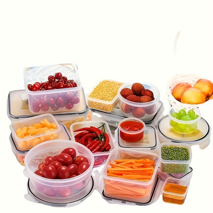 Set di 48 contenitori per alimenti sicuri, con coperchi facili da fissare (24 coperture + 24 recipienti) - barattoli ermetici in plastica ideali per conservazione degli alimenti, viaggi, picnic all'aperto e organizzazione della cucina, inclusi etichette e