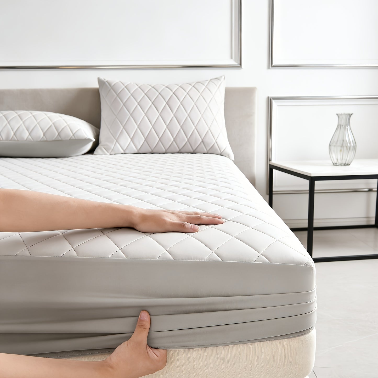 Coprimaterasso Trapuntato Impermeabile Rinfrescante Estivo 1 pz, Copriletto con Angoli Ultra Morbido e Traspirante con Tasca Profonda, Biancheria da Letto Ipoallergenica e Lavabile in Lavatrice per Camera da Letto, Hotel e Dormitorio, Senza Federa
