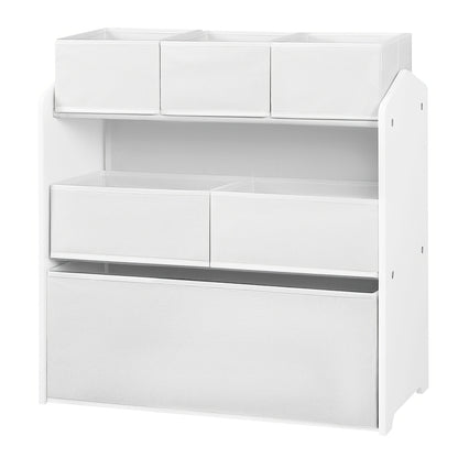 Armadio portaoggetti a 1 pezzo con cassetti, ripiano pratico, forniture per riporre, può essere usato come libreria, scaffale di stoccaggio, scaffale a tre livelli con più cassetti, scatola di stoccaggio in tessuto non tessuto, camera da letto, sala gioch