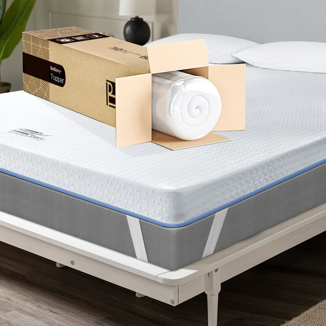 Coprimaterasso BedStory 90x200cm 140x200cm 160x200cm 180x200cm, 10cm, Due Livelli di Durezza, Coprimaterasso in Gel Memory Schiuma Fredda H2&H3 di Durezza Media con Fodera Rimovibile e Lavabile, Traspirante e Confortevole per Letto a Doghe, Letto Scomodo