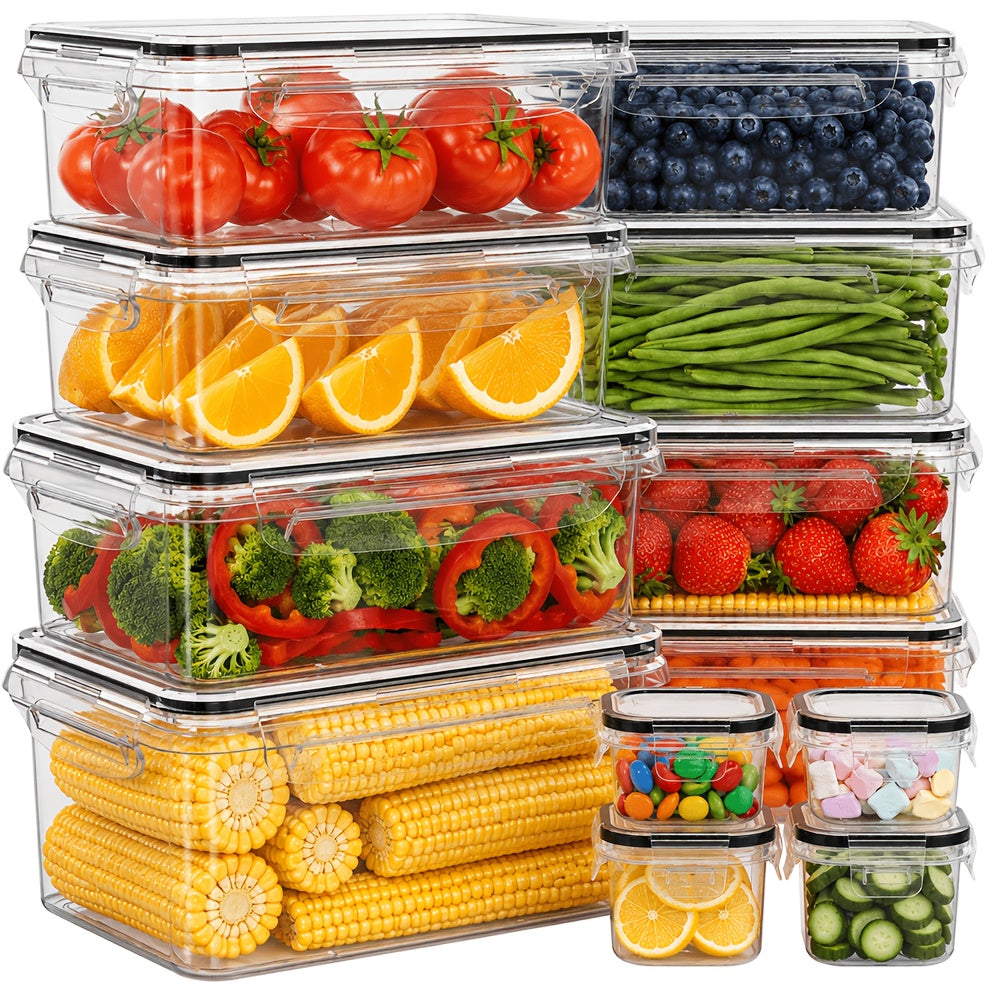 Set da 68/60/56/44/24 pezzi per conservazione alimentare sigillata - Contenitori di plastica ermetici e a prova di perdite con coperchi, organizzatori impilabili per frigo e contenitori per frigo, dispensa e avanzi, adatti a microonde/congelatore/lavastov