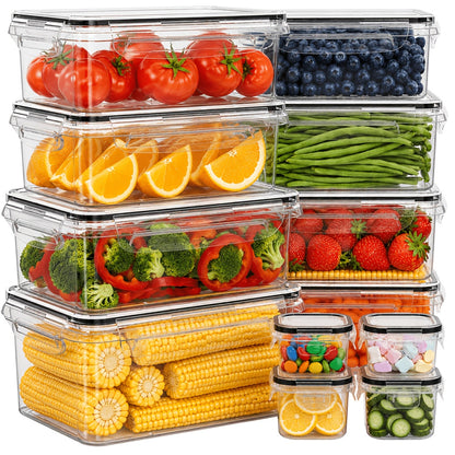 Set da 68/60/56/44/24 pezzi per conservazione alimentare sigillata - Contenitori di plastica ermetici e a prova di perdite con coperchi, organizzatori impilabili per frigo e contenitori per frigo, dispensa e avanzi, adatti a microonde/congelatore/lavastov