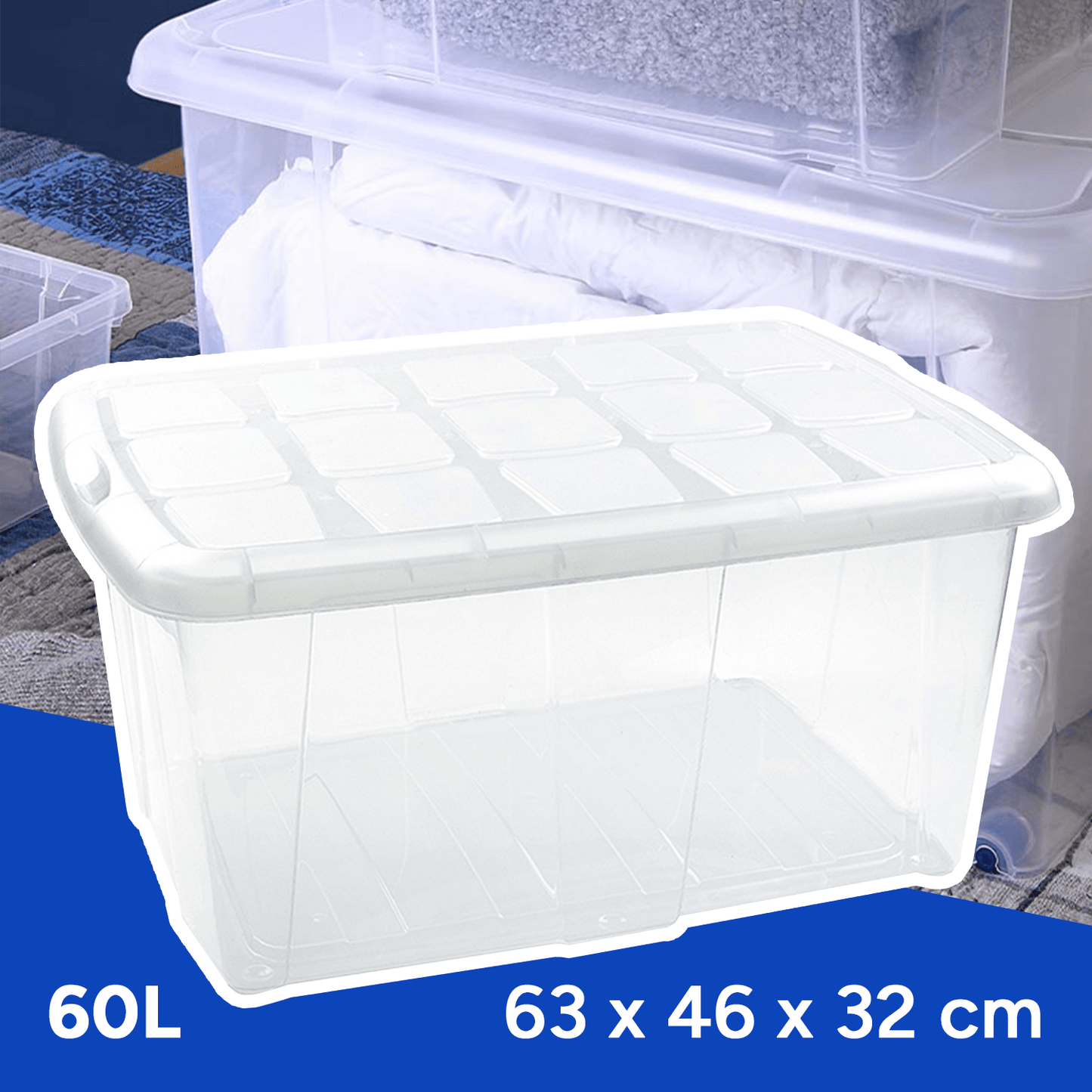 Scatola di Plastica per Organizzare Giocattoli, Libri, Documenti e Coperte - Chiusura Ermetica, Grande Capacità e Resistente - Dekohome