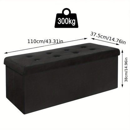 Banco con spazio di archiviazione 110cm, petto con spazio di archiviazione 118L pieghevole, sedile petto sedile scatola di archiviazione scatola di archiviazione pieghevole, letto banco camera da letto, caricabile fino a 300 kg