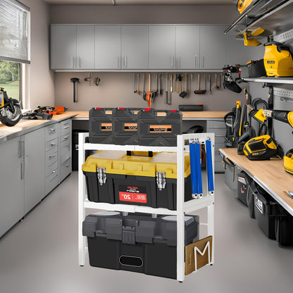 Scaffale Espandibile a 3 Livelli con 6 Ganci e 3 Porta Asciugamani; Scaffale per Garage, Cucina, Armadio; Estensibile da 40cm a 64cm; Adatto per Garage e Cucine (Bianco, Nero)