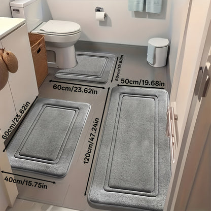Set di 3 tappeti antiscivolo per bagno, tappetino da bagno ispessito super assorbente, tappetino morbido ad asciugatura rapida, con tappetino per WC a forma di U, tappetino per pavimento del bagno, tappetino da doccia, vasca da bagno, box doccia, accessor