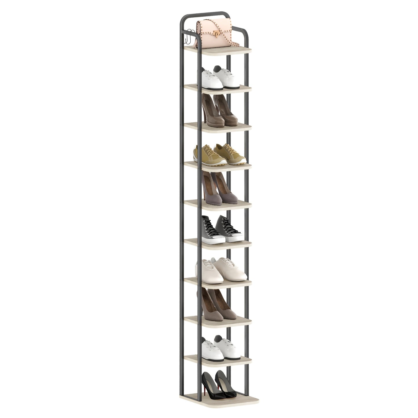 Scarpiera verticale, organizzatore per scarpe, torre portascarpe salvaspazio, autoportante, regolabile, 10 ripiani