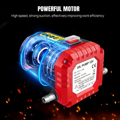 Pompa per olio portatile per auto 12V, pompa elettrica di aspirazione per olio motore diesel e carburante, estrattore elettrico per pompa carburante diesel, rosso, ideale per l'estrazione di olio e diesel, adatta per auto, barche, elicotteri e motocicli,