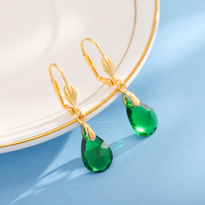 Magazzino Locale, Orecchini Pendenti da Donna in Argento Sterling 925 con Elegante Cristallo Artificiale Verde, Regalo Perfetto per San Valentino, Natale e Uso Quotidiano, Forniti con una Bellissima Scatola Regalo.
